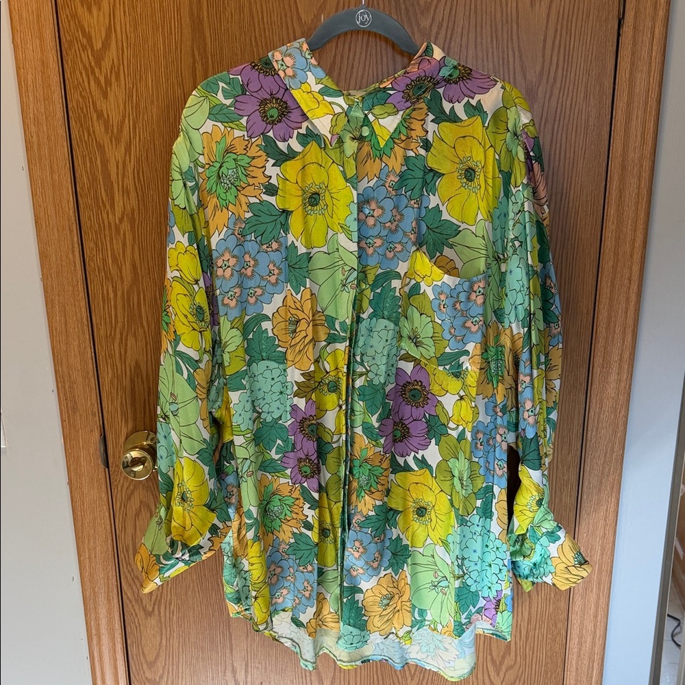 ASOS EDITION satin oversized shirt in retro